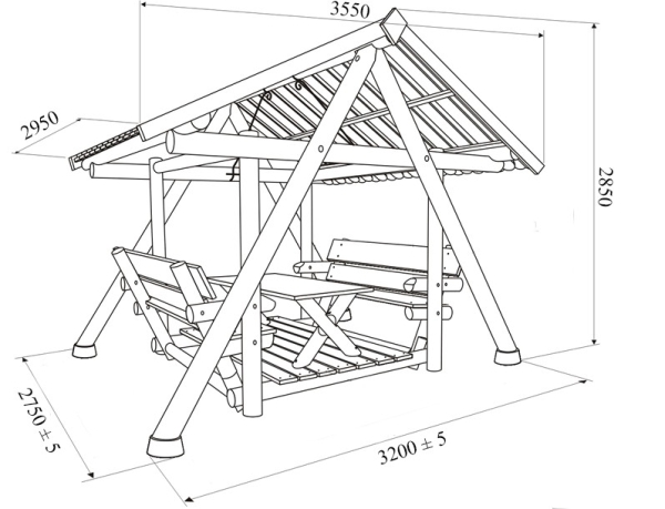 Grillschaukel XXL aus Massivholz und Dach